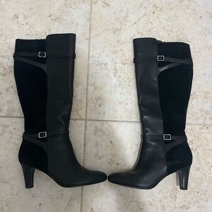 EXCELLENT LIKE NEW CONDITION SABEEN RALPH LAUREN LEATHER & SUEDE KNEE HI BOOTS